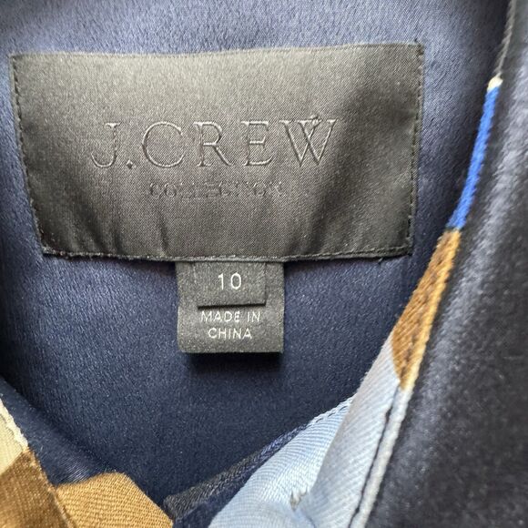 J.CREW COLLECTION Wool-silk cubist Size 10 geometric print blue top Jenna Lyons - Picture 4 of 9